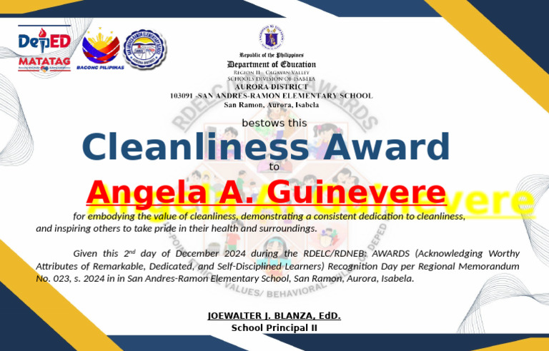 Cleanliness Award Certificate Template | PDF