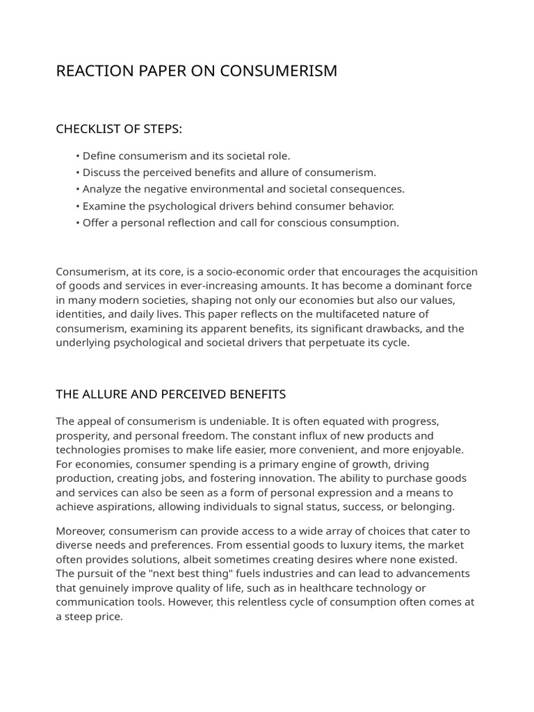 Exploring Consumerism's Impact and Reflection | PDF | Consumerism ...