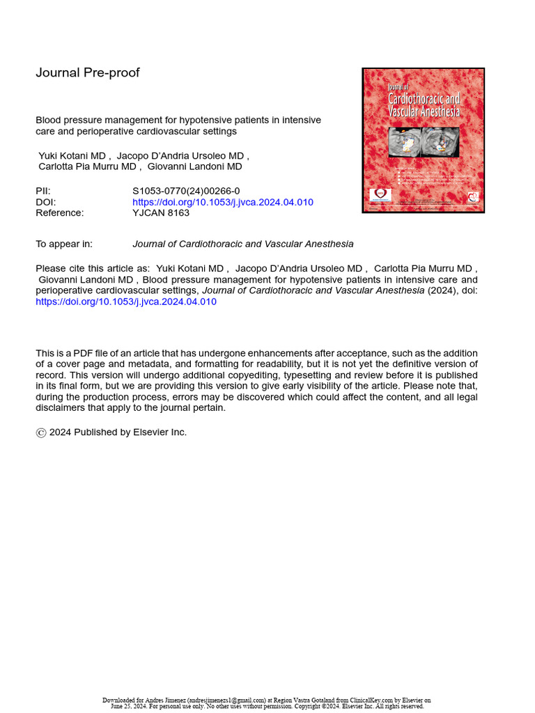 Blood Pressure Management For Hypotensive Patients in Intensive | PDF ...