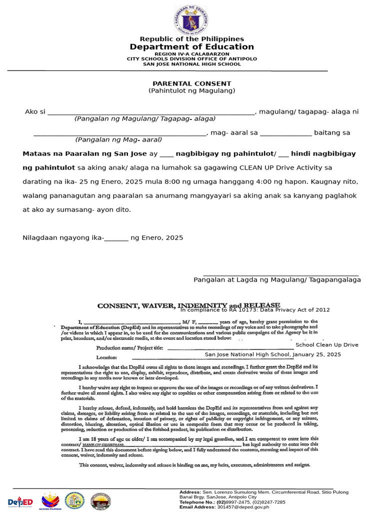 Clean Up Drive Consent | PDF