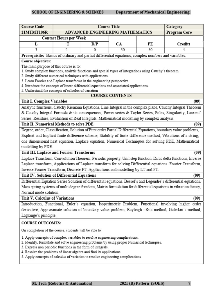 Advanced Engineering Mathematics Course | PDF | Partial Differential ...