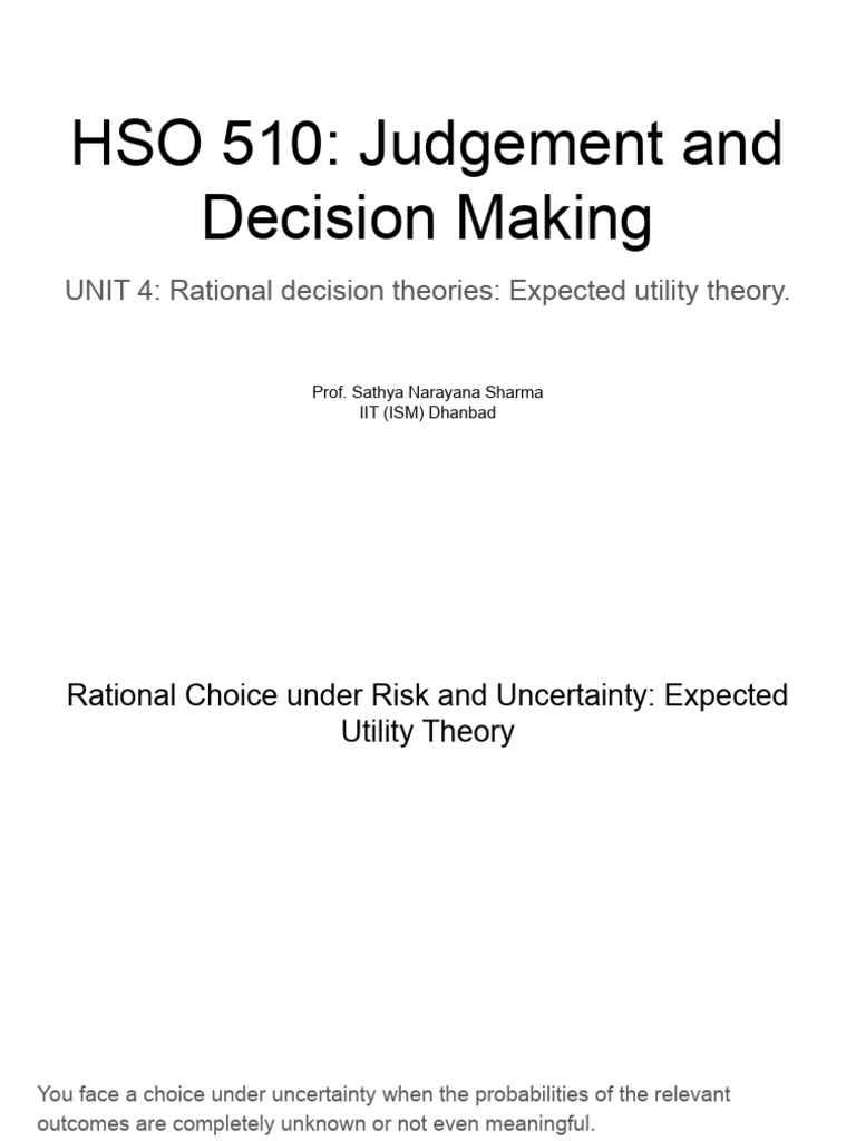 Expected Utility Theory in Decision Making | PDF | Decision Theory ...