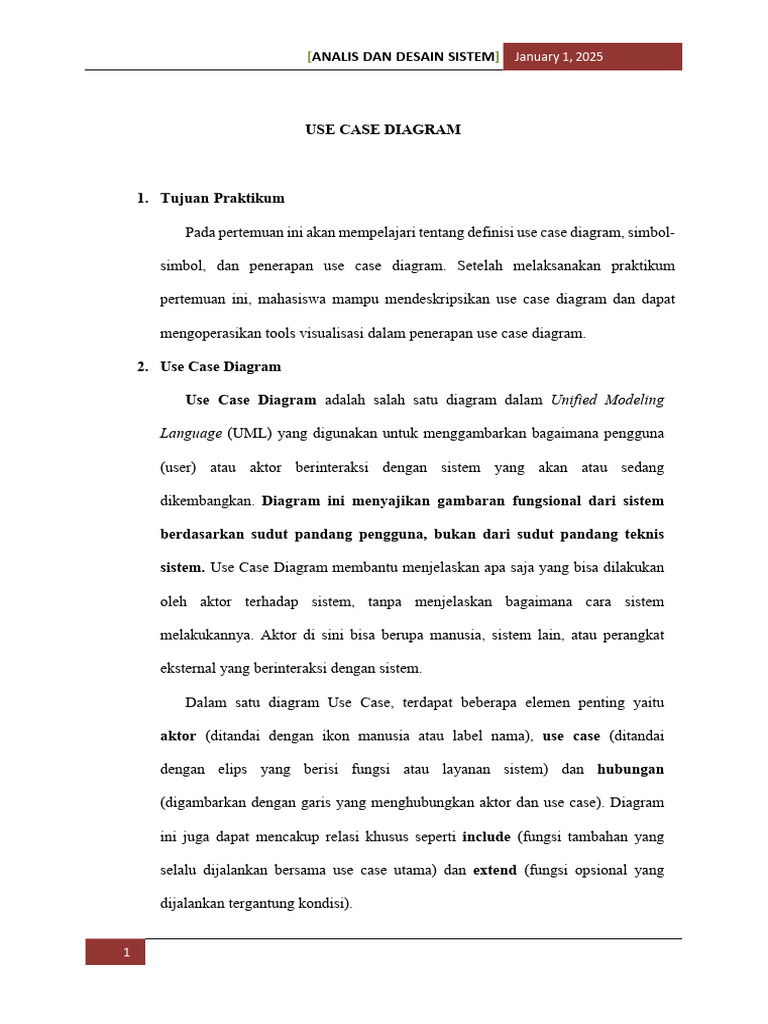 Panduan Lengkap Use Case Diagram | PDF