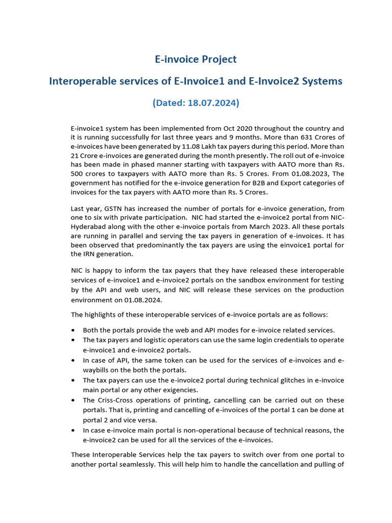 Interoperable E-Invoice Services Overview | PDF | Invoice | Computing