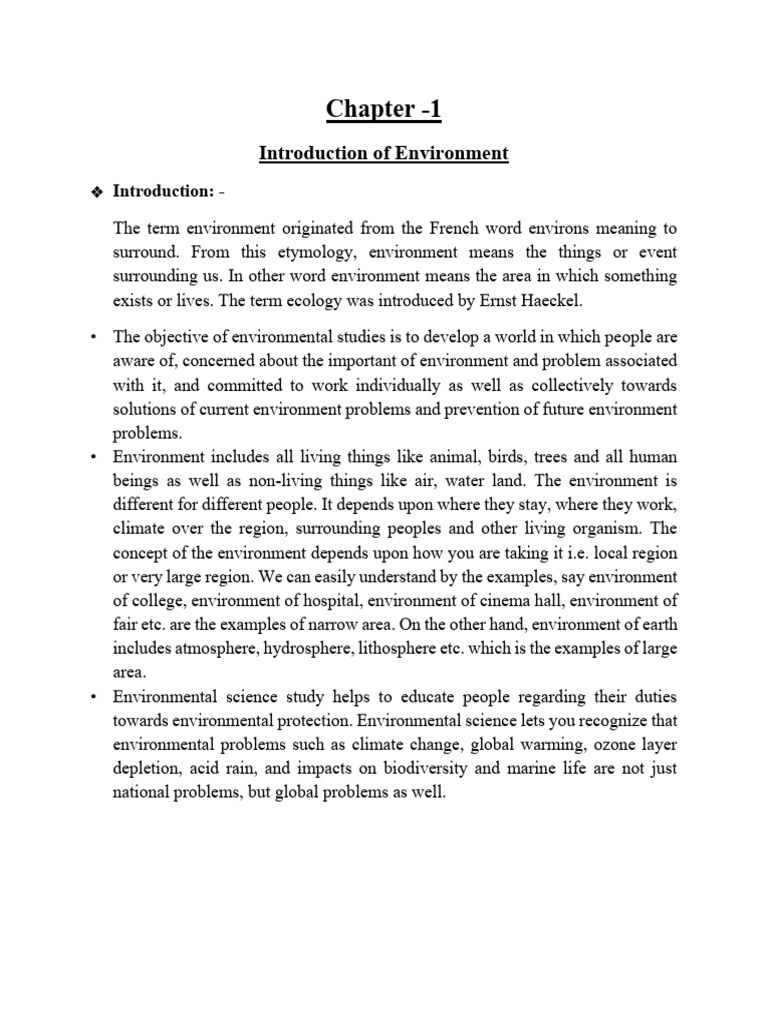 CH - 1 Introduction of Environment | PDF | Natural Environment | Earth