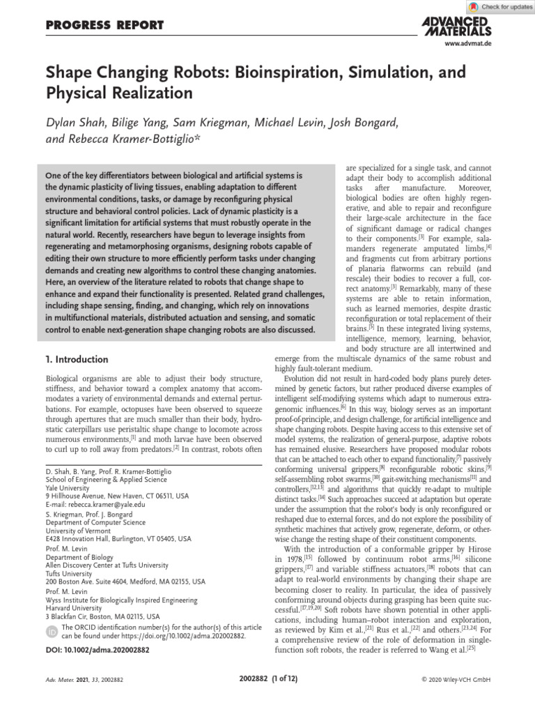 Shape-Changing Robots: Bioinspired Innovations | PDF | Robotics | Robot