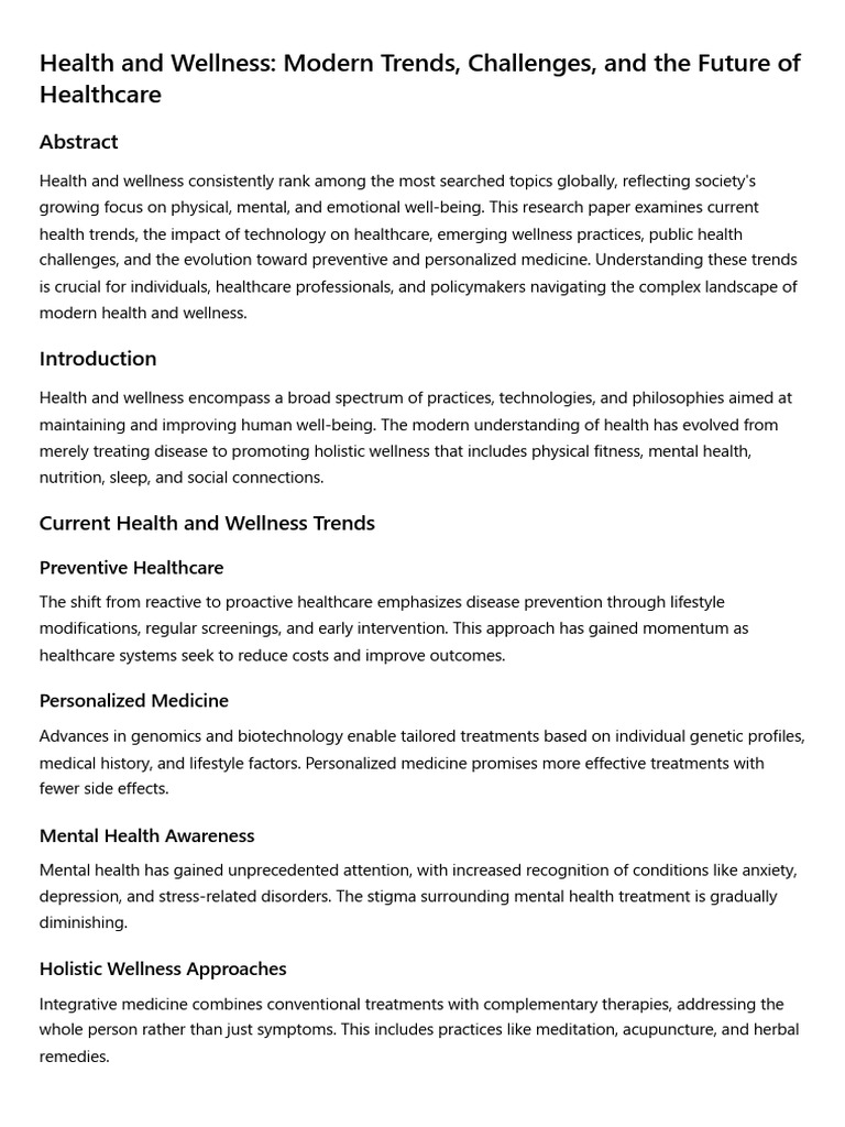Research Paper 4 - Health and Wellness - Modern Trends and Challenges ...