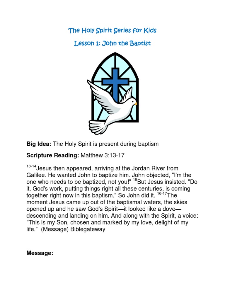 The Holy Spirit Series For Kids - John The Baptist | PDF | John The ...