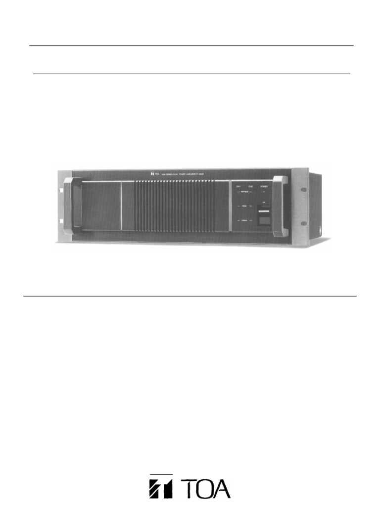 TOA P-1000 Dual Channel Amplifiers | PDF | Amplifier | Distortion