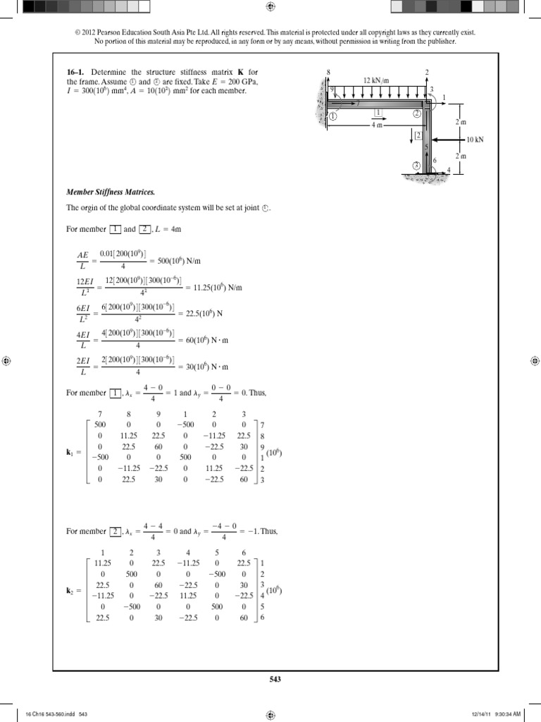 Stiffness Method - Frame | PDF | Mathematical Physics | Linear Algebra