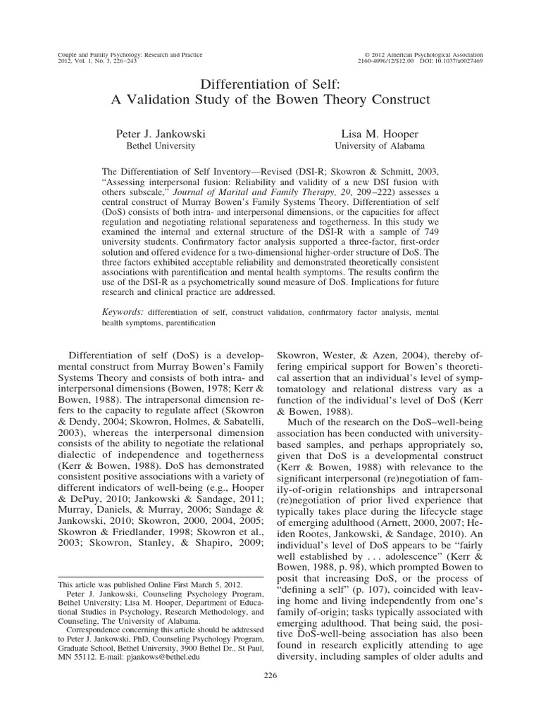 Validation of Differentiation of Self | PDF | Outlier | Statistical ...