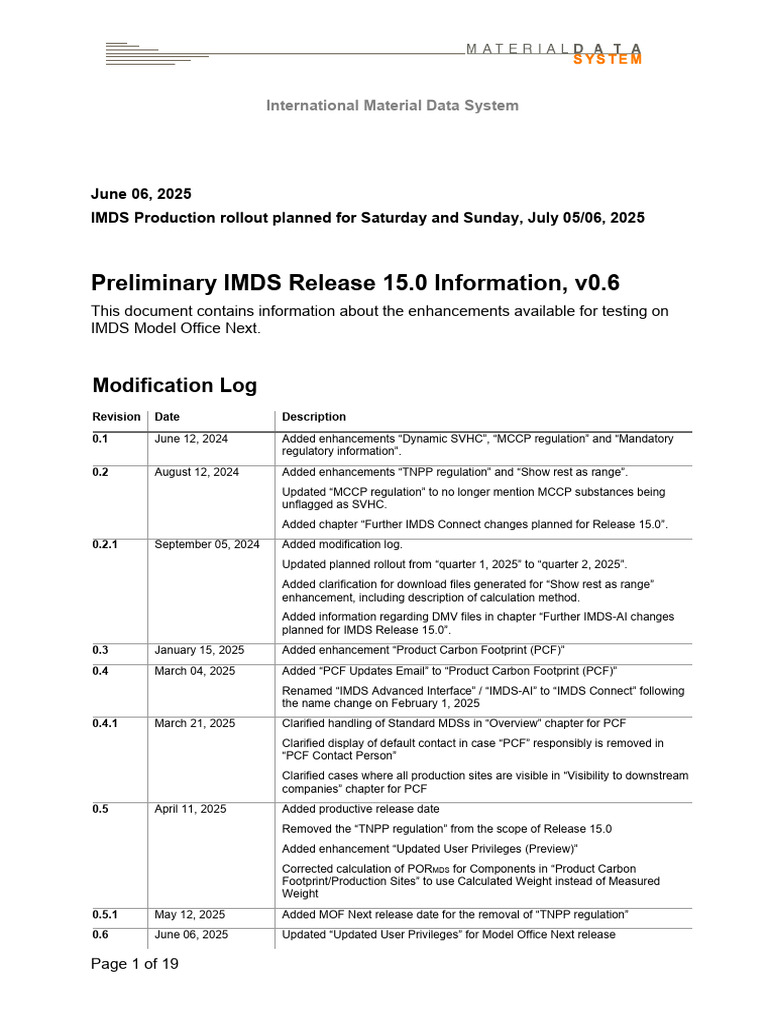IMDS Release 15.0 Enhancements Overview | PDF | Computing | Software