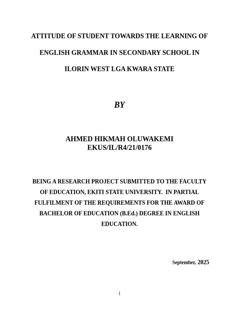 Student Attitudes Toward English Grammar | PDF | Learning | Attitude ...