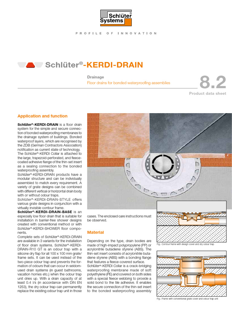 Schlüter®-KERDI-DRAIN Floor Drain System | PDF | Drainage | Adhesive
