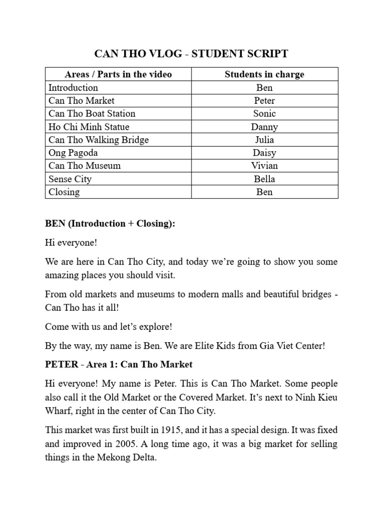 Explore Can Tho: A Student Vlog Guide | PDF | Vietnam