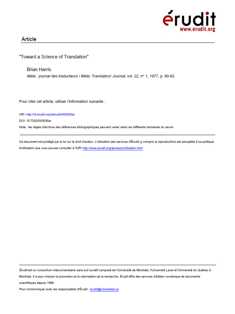 Vers une science de la traduction | PDF