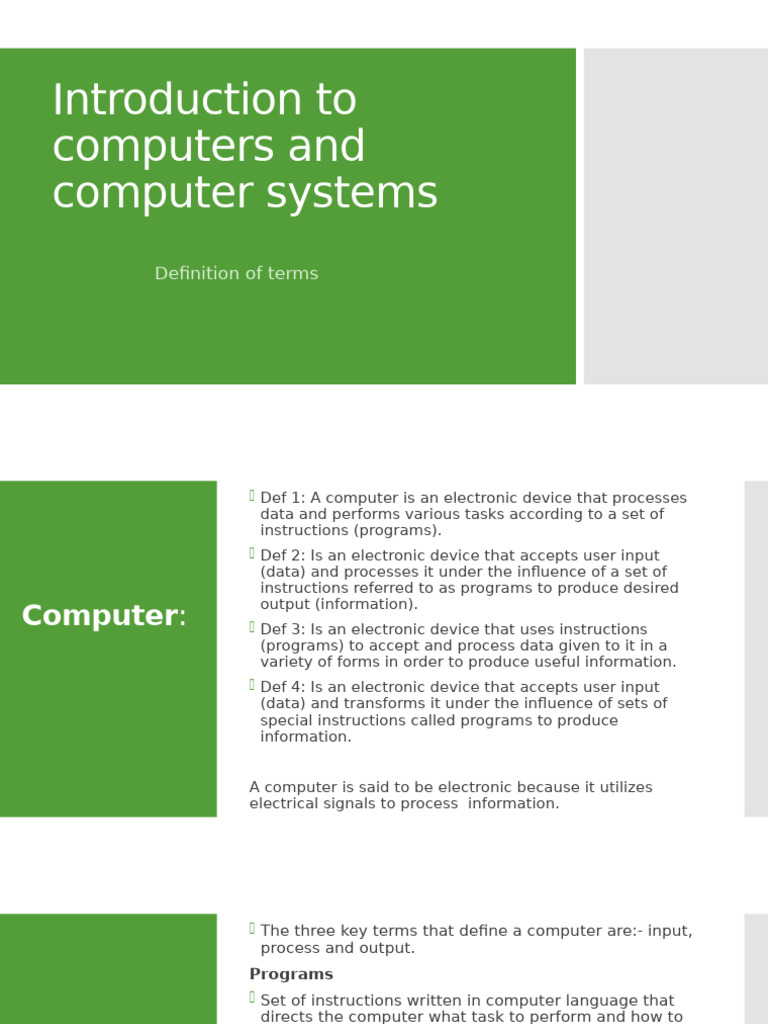 Computer Systems: Key Definitions & Functions | PDF | Computer Data ...