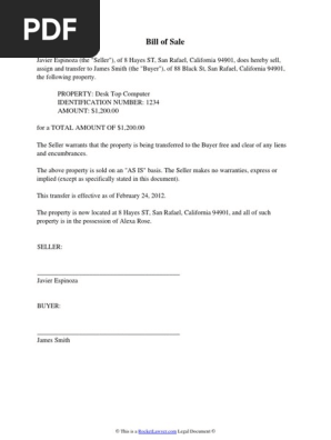 Bill of Sale