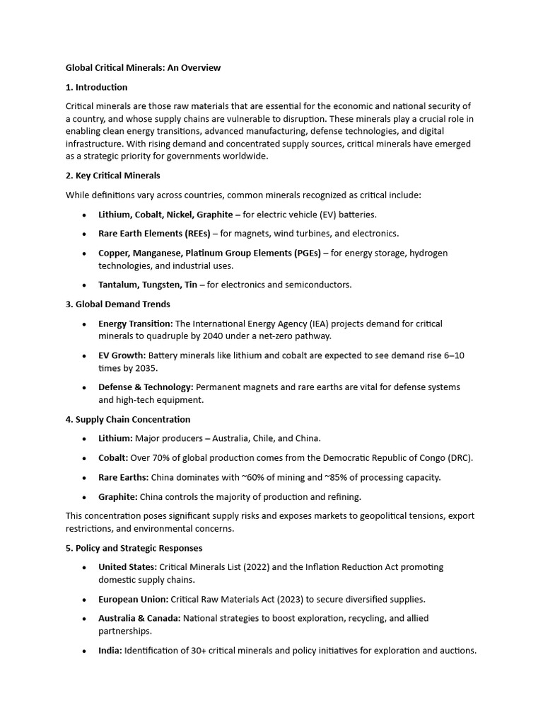 Global Critical Minerals Outlook 2025 | PDF | Cobalt | Materials