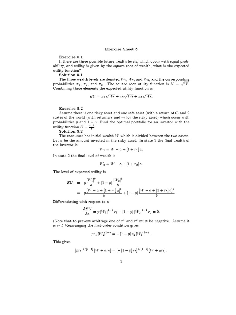 Expected Utility and Portfolio Optimization | PDF | Utility | Risk Aversion