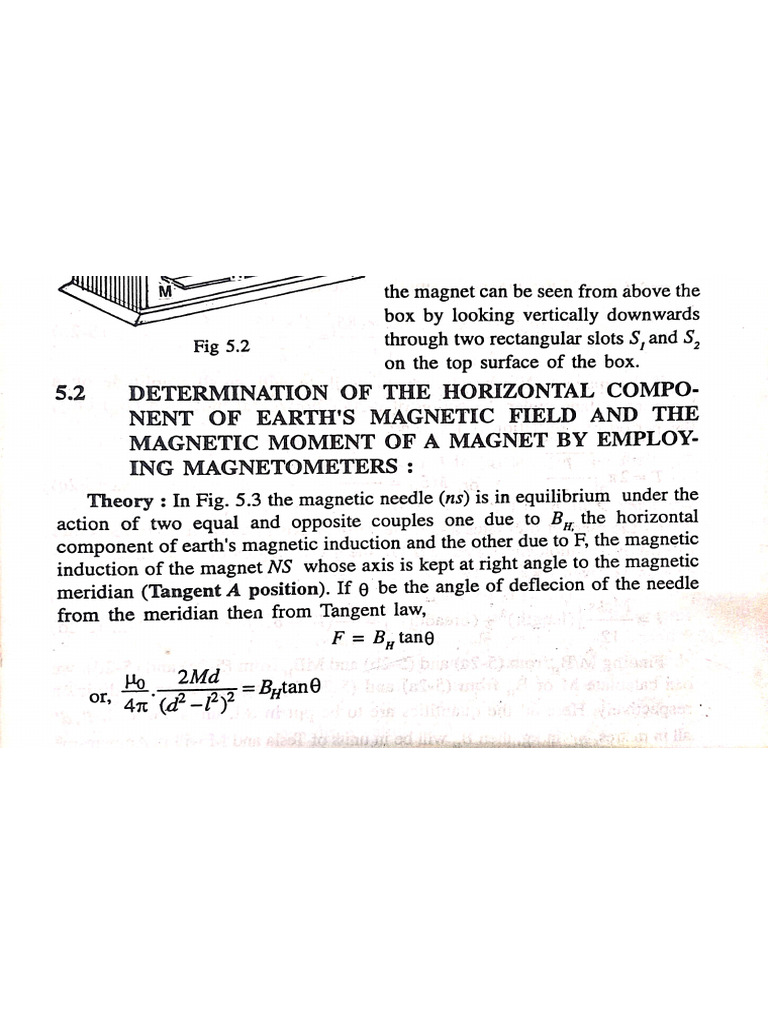 Exp No5 - Horizontal Components of Earth Magnetic Field | PDF