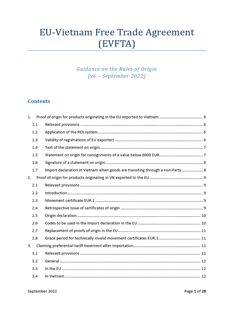 EVFTA Guidance | PDF | International Trade