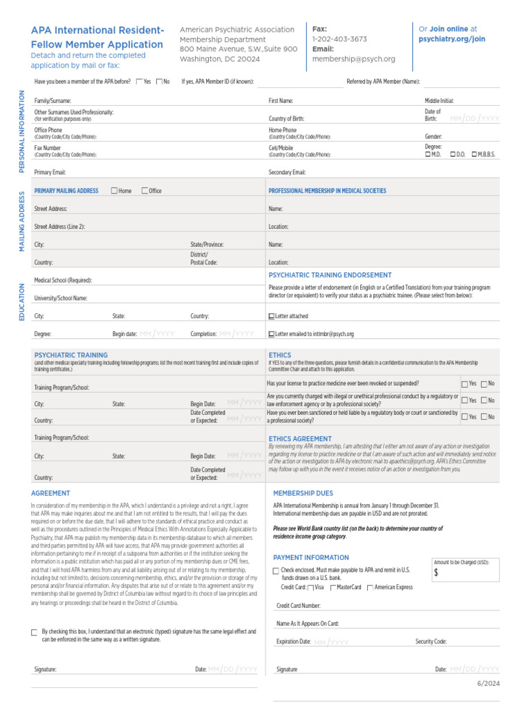 APA IRFM Application Form | PDF | American Psychological Association ...