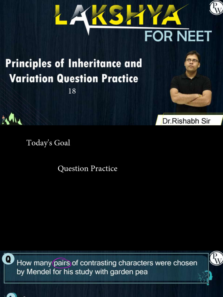 Principles of Inheritance and Variation 18 - Class Notes - (Lakshya ...