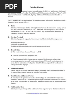 Catering Contract