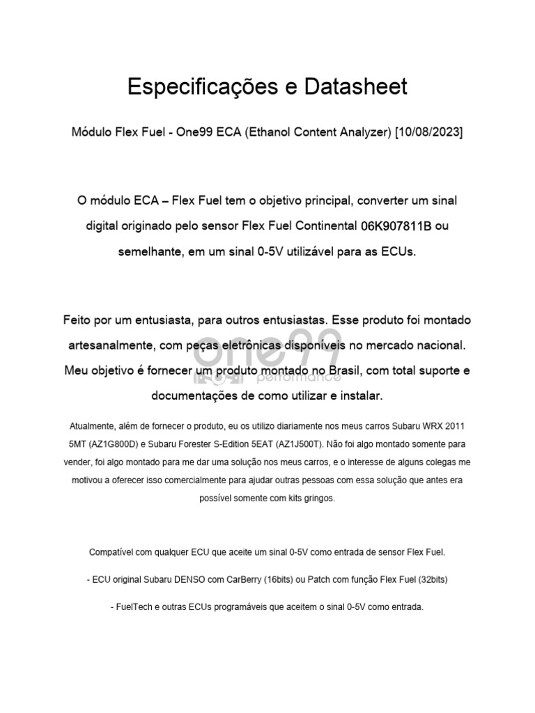 Módulo ECA Flex Fuel para Carros | PDF | Carro | Gasolina
