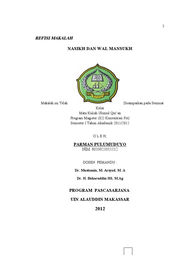 Ulumul Qur An Nasikh Walmansuk