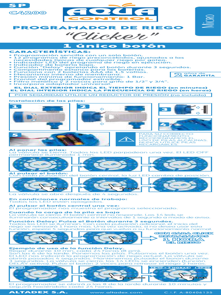 Manual de Instrucciones Del Programador Aqua Control c4200 | PDF