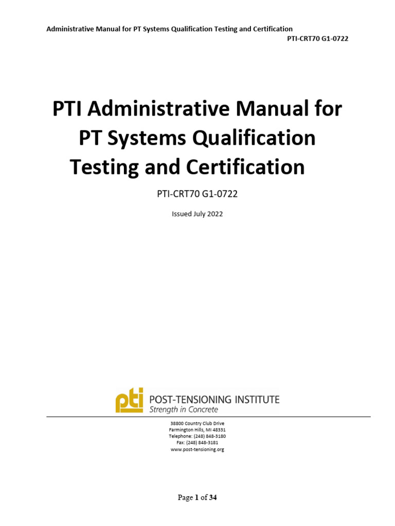 PT Systems Qualification Manual | PDF | Prestressed Concrete ...