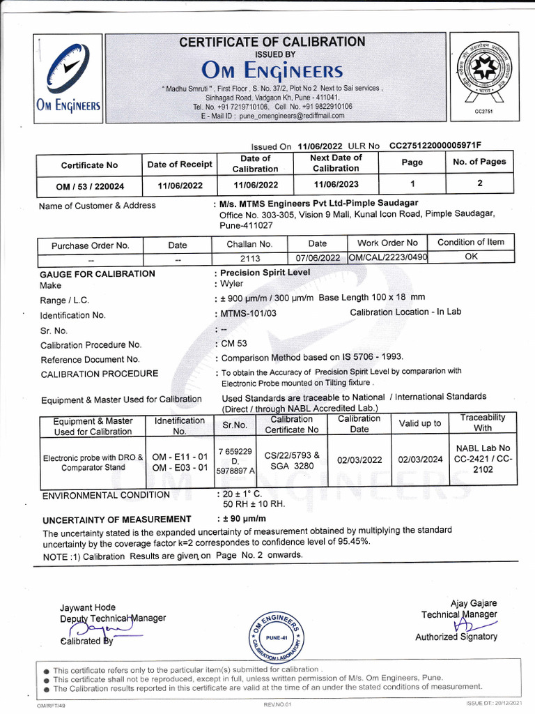 Spirit Level Mtms 101 03 | PDF