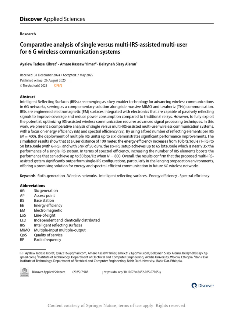 Multi-IRS Systems in 6G Wireless Communication | PDF | Mimo ...
