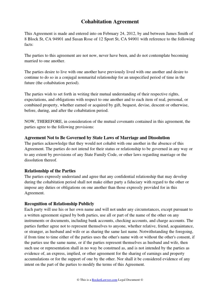 Cohabitation Agreement | PDF | Property | Notary Public