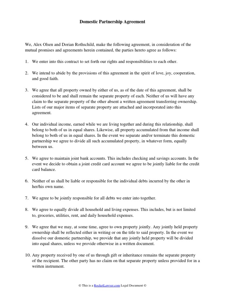 Domestic Partnership Agreement Terms | PDF | Arbitration | Arbitral ...