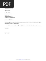 Employment Resignation Letter