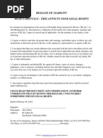 Download Release of Liability by RocketLawyer SN91893783 doc pdf