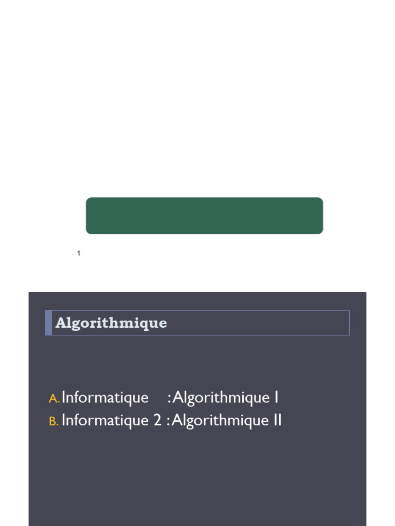 Introduction à l'Algorithmique et Programmation | PDF | Langage de ...