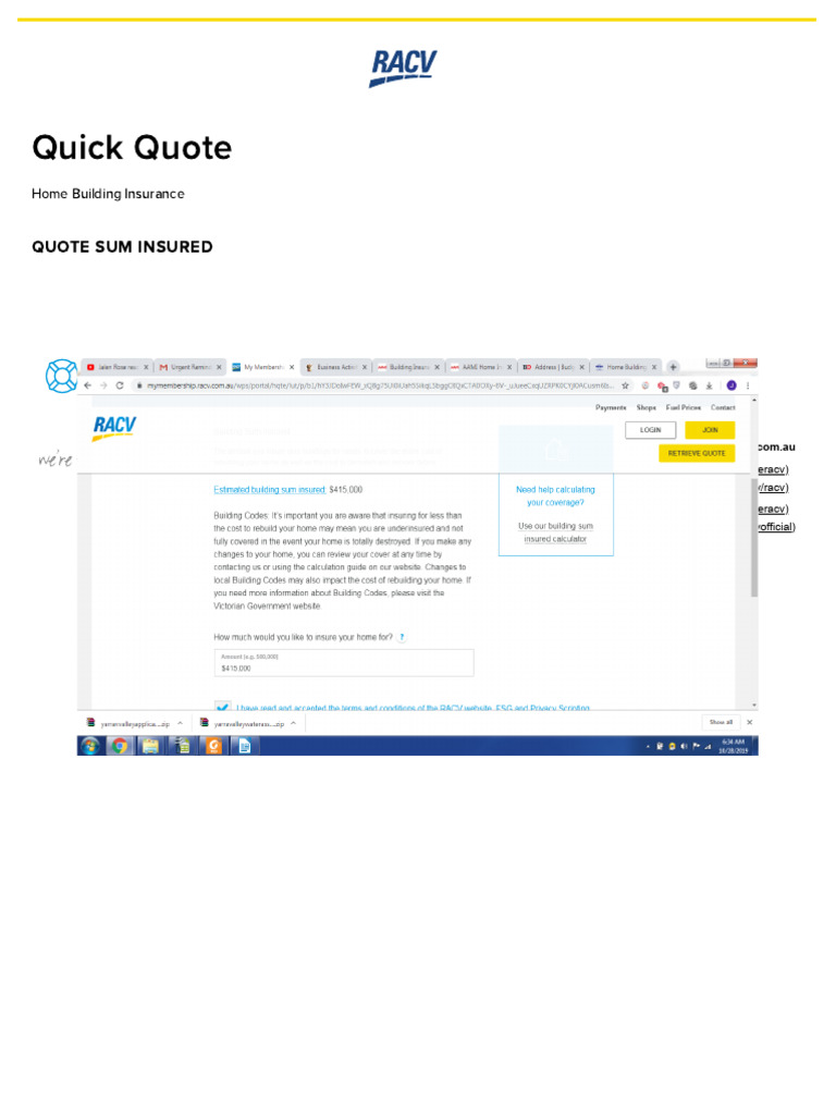RACV Home Insurance Quick Quote Guide | PDF