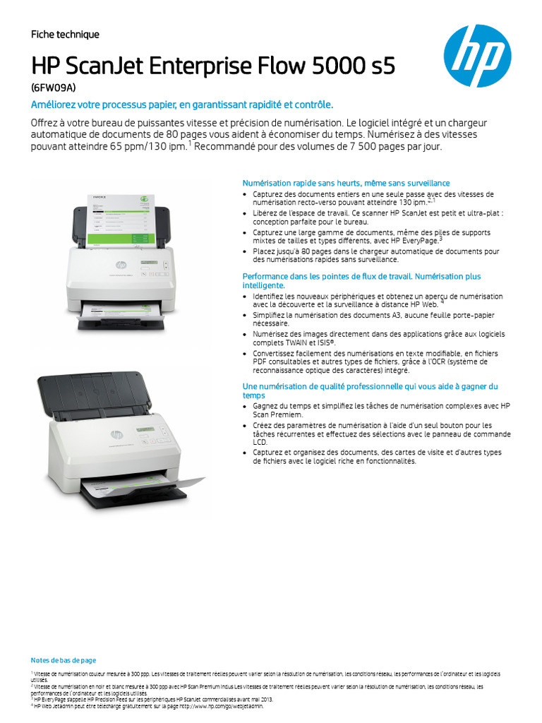 Scanner HP ScanJet 5000 s5: Performance optimale | PDF | Scanner ...