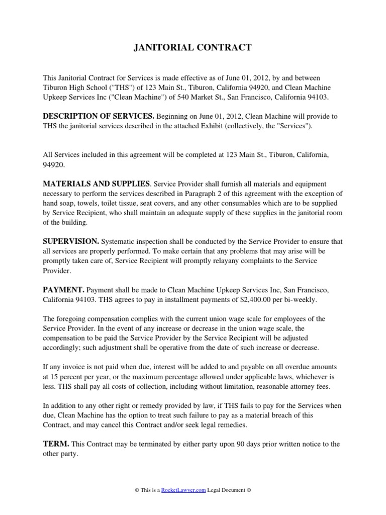 Janitorial Contract PDF Arbitration Civil Law (Legal System)