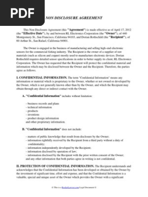 Non Disclosure Agreement