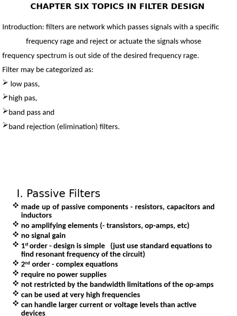 Filter Design Techniques Explained | PDF | Electronic Filter | Amplifier