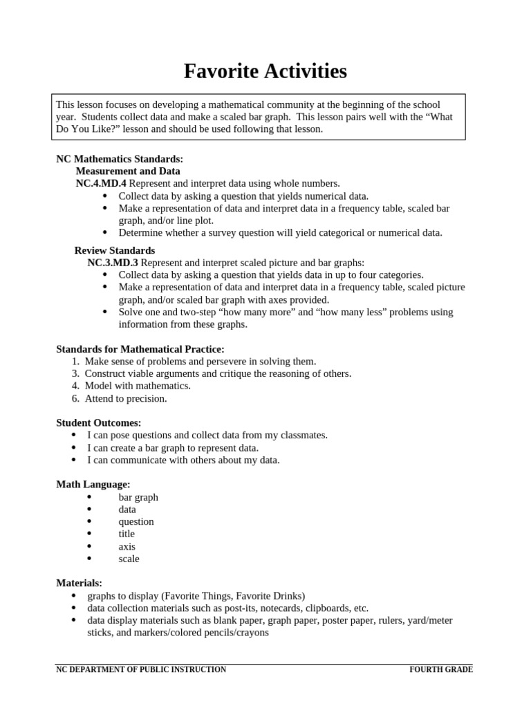 Data Collection and Bar Graph Lesson | PDF | Data | Question
