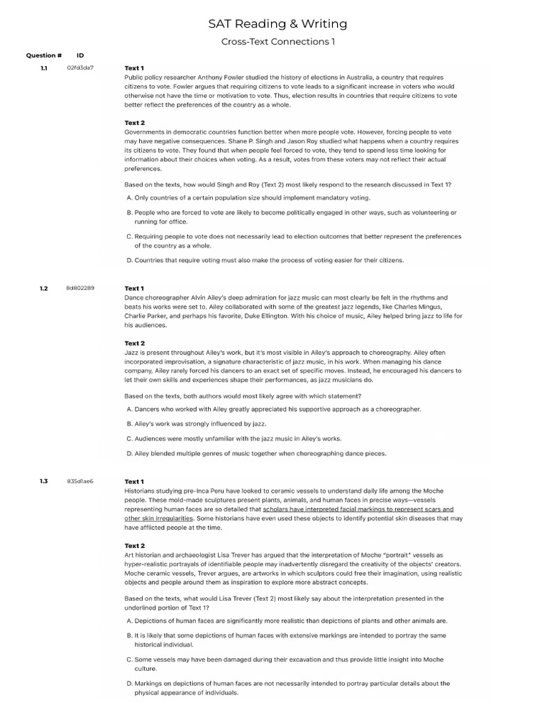 Cross-Text Connections 1 | PDF