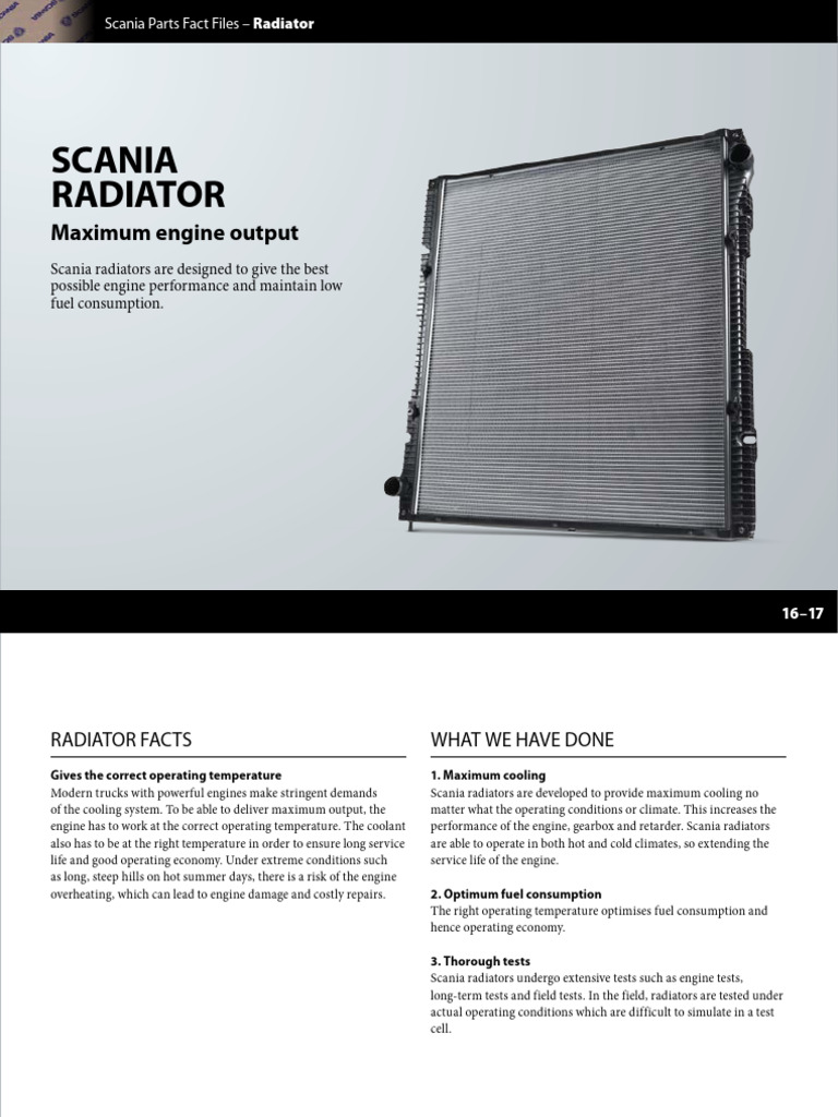 Scania Radiators: Performance & Efficiency | PDF
