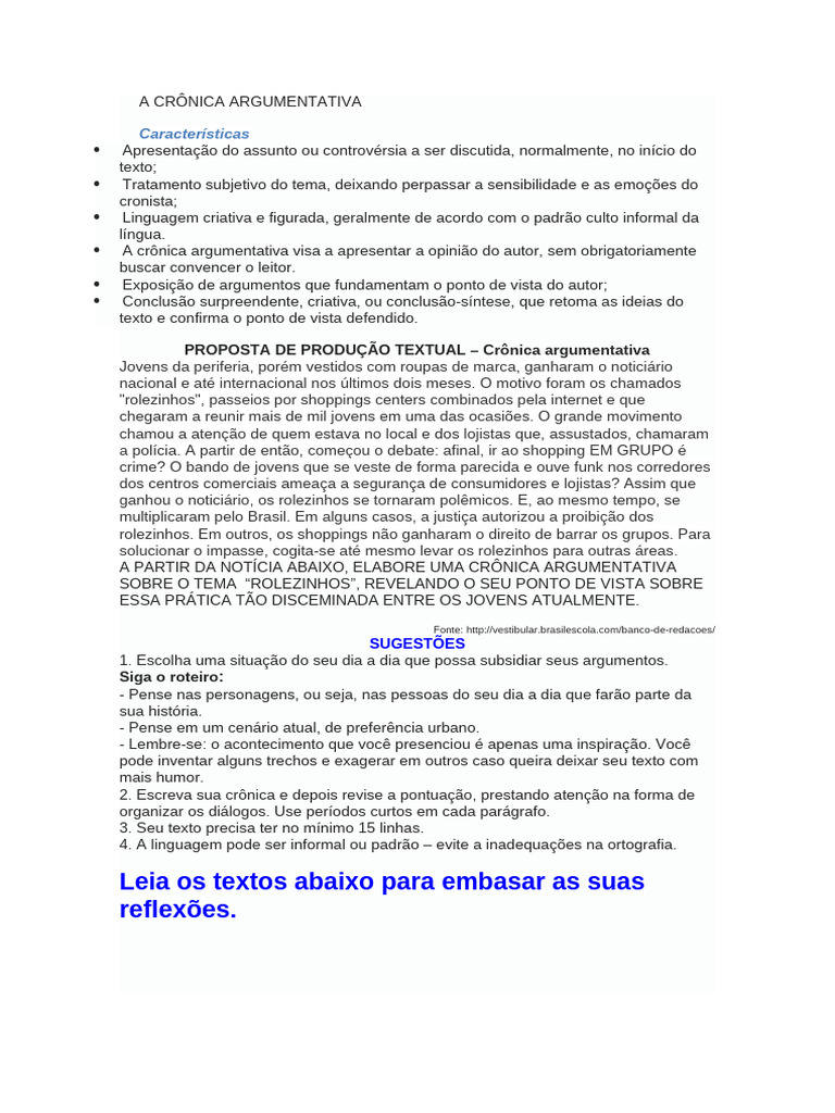 A Crônica Argumentativa | PDF | Publicidade | Era da Informação