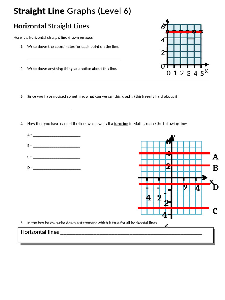 Horizontal and Vertical Striaght Line Graphs | PDF | Cartesian ...